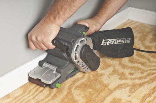 Genesis GBS321A 3-Inch-by-21-Inch Variable Speed Belt Sander with Cloth Dust Bag, Grey