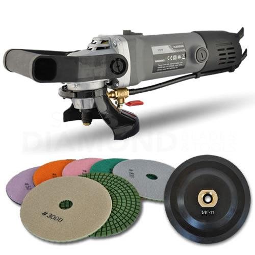 Hardin HWVPOLSET Variable Speed Polisher 4 Inch Granite Marble Wet Polishing Kit with Diamond Pads